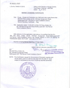 Market Standing Certificate